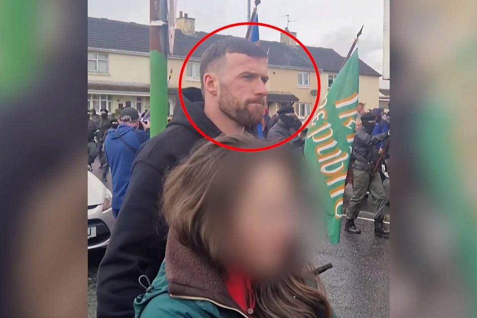 Glentoran player Paddy McClean spotted at New IRA parade in Derry  